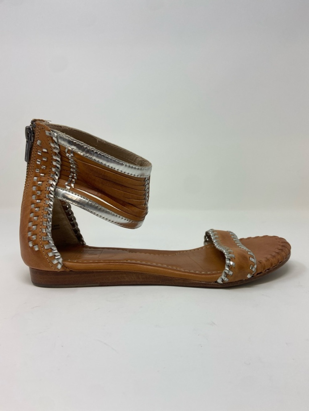 Frye - Leather Gladiator Sandals - Ankle Cuff - Cognac Brown/ silver Size 9